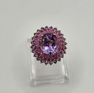 Moroccan Rose & Multi Gemstone 7.00 ctw Twilight Blossom Ring in 18K Vermeil 925